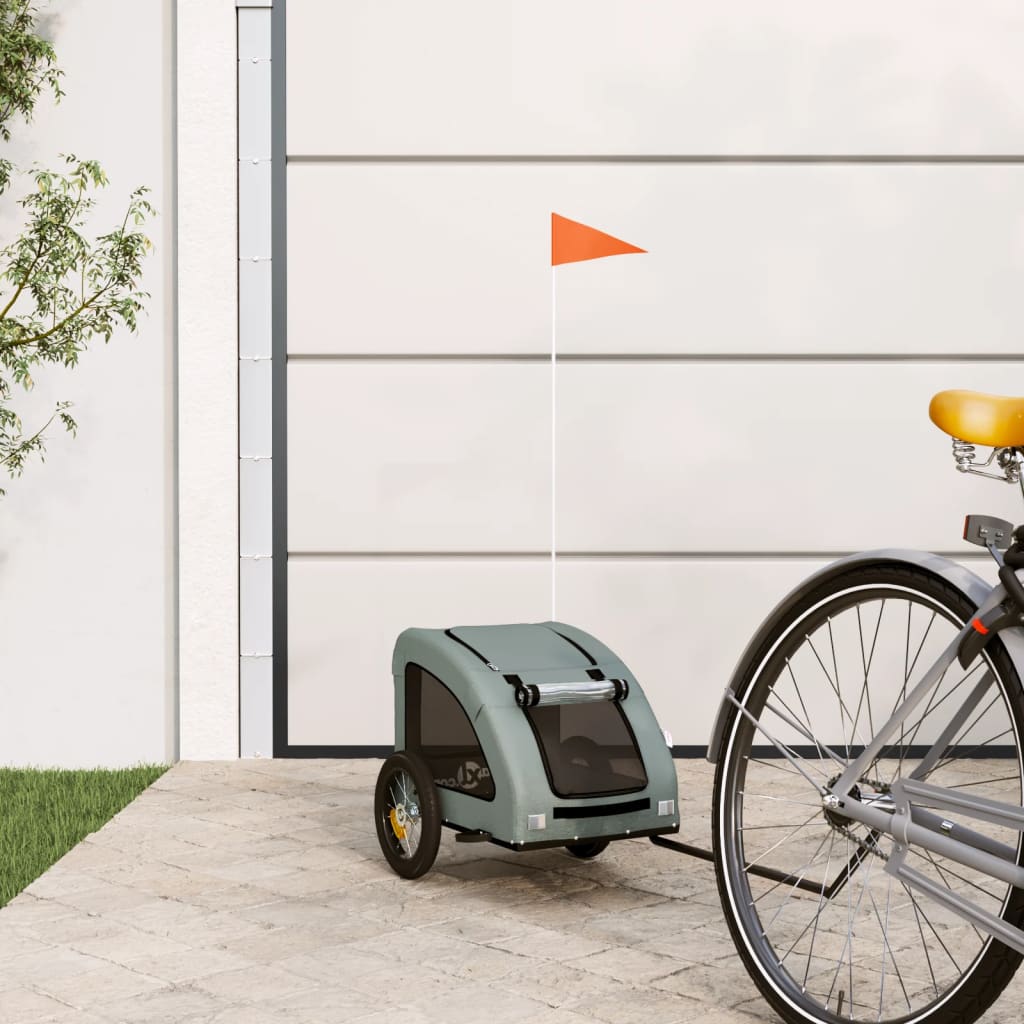 Vidaxl Dog Bike Trailer Oxford Fabric et Grey Iron