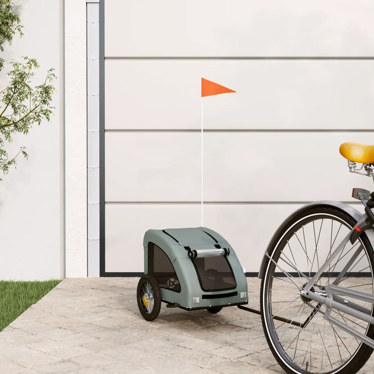 Vidaxl Dog Bike Trailer Oxford Fabric et Grey Iron