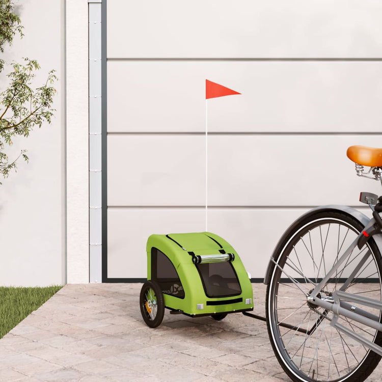 Vidaxl Dog Bike Trailer Oxford Fabric et Green de fer