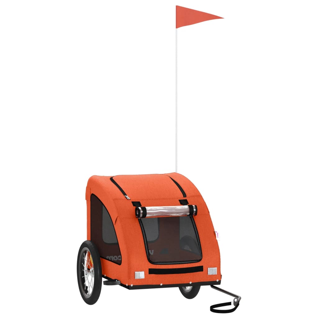 Vidaxl Dog Bike Trailer Oxford Fabric et Iron Orange