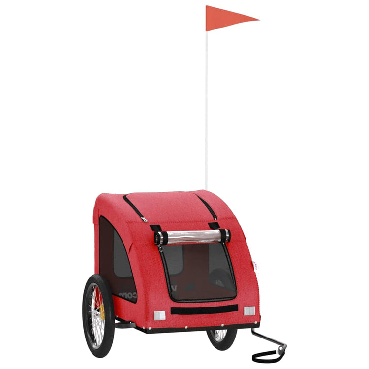Vidaxl Dog Bike Trailer Oxford Fabric et Rouge en fer