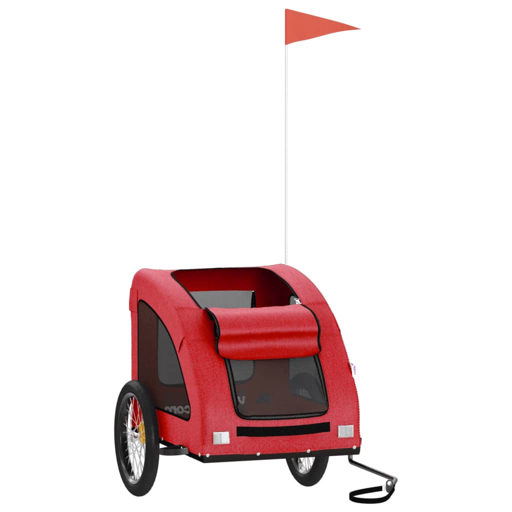 Vidaxl Dog Bike Trailer Oxford Fabric et Rouge en fer