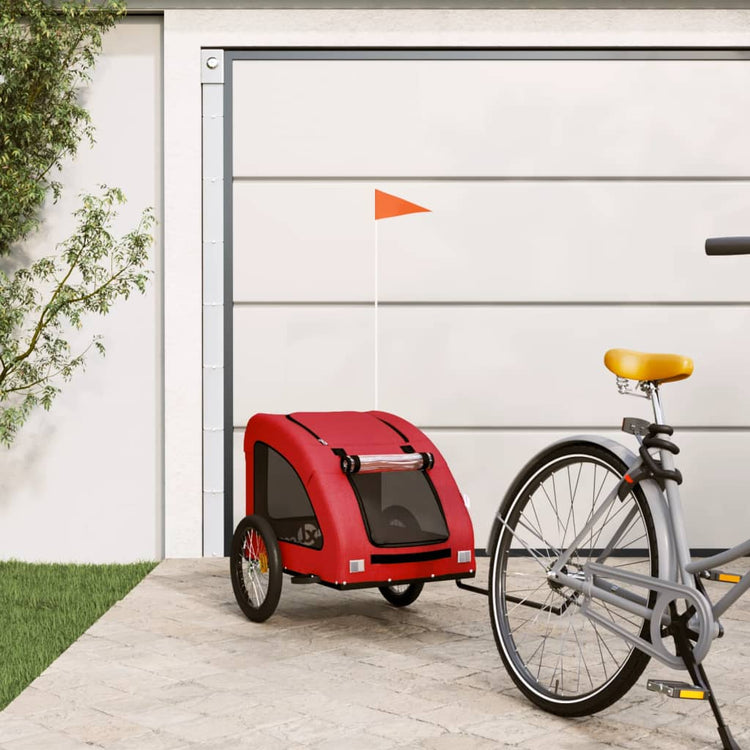 Vidaxl Dog Bike Trailer Oxford Fabric et Rouge en fer