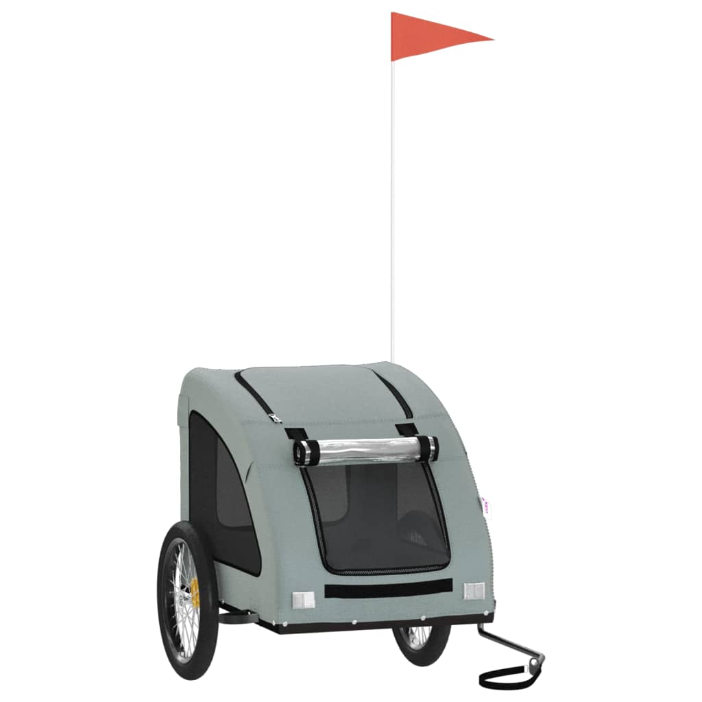 Vidaxl Dog Bike Trailer Oxford Fabric et Grey Iron