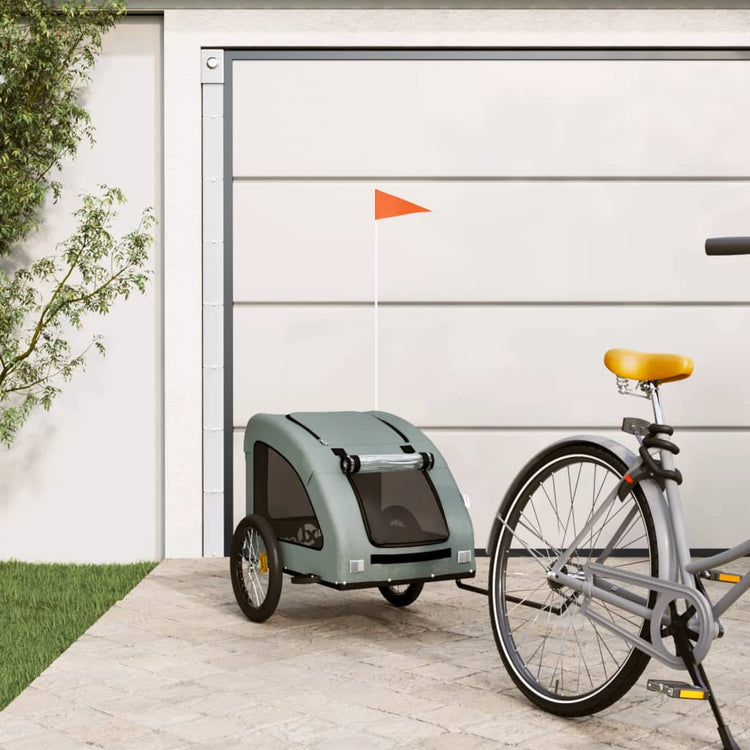 Vidaxl Dog Bike Trailer Oxford Fabric et Grey Iron