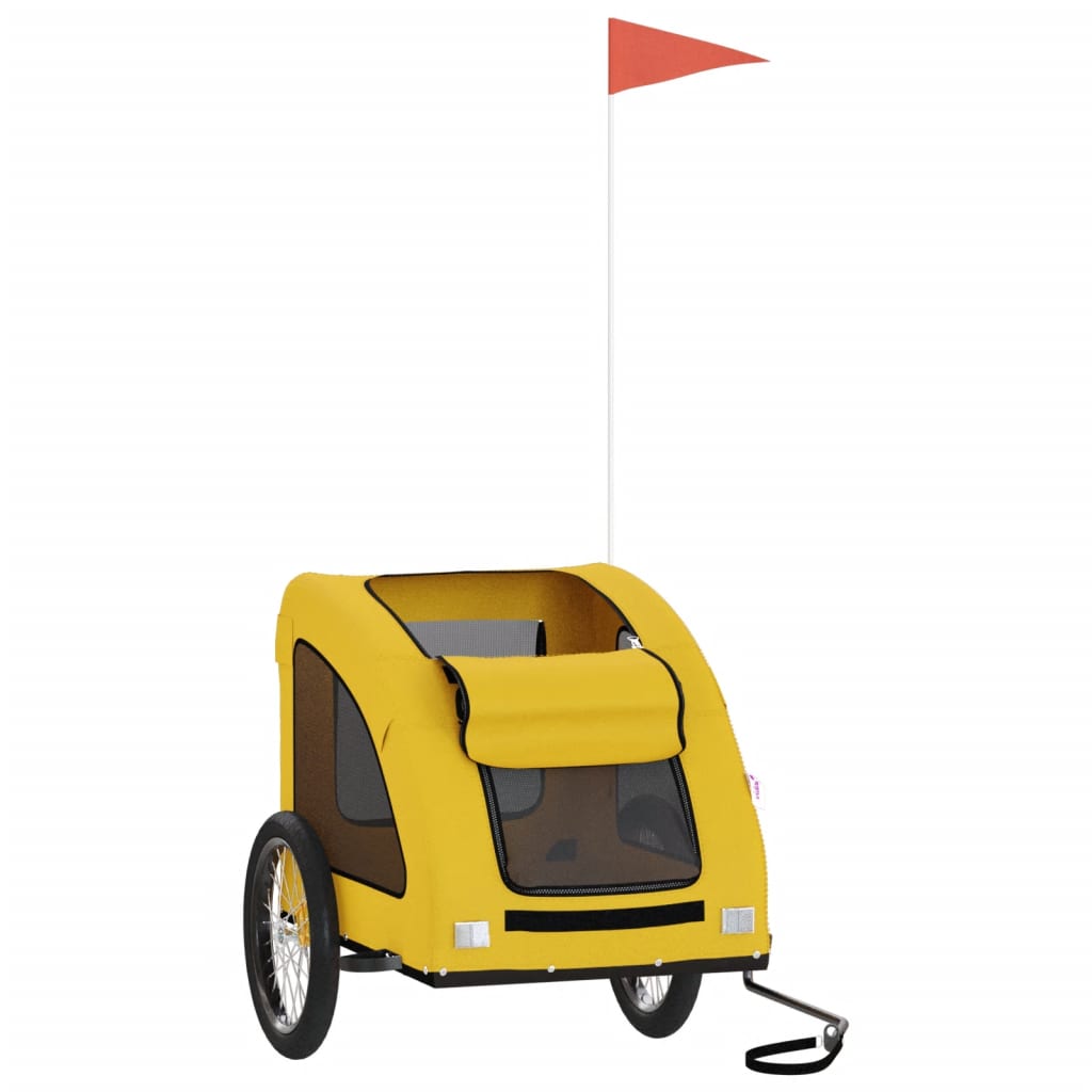 Vidaxl Dog Bike Trailer Oxford Fabric et Iron Yellow