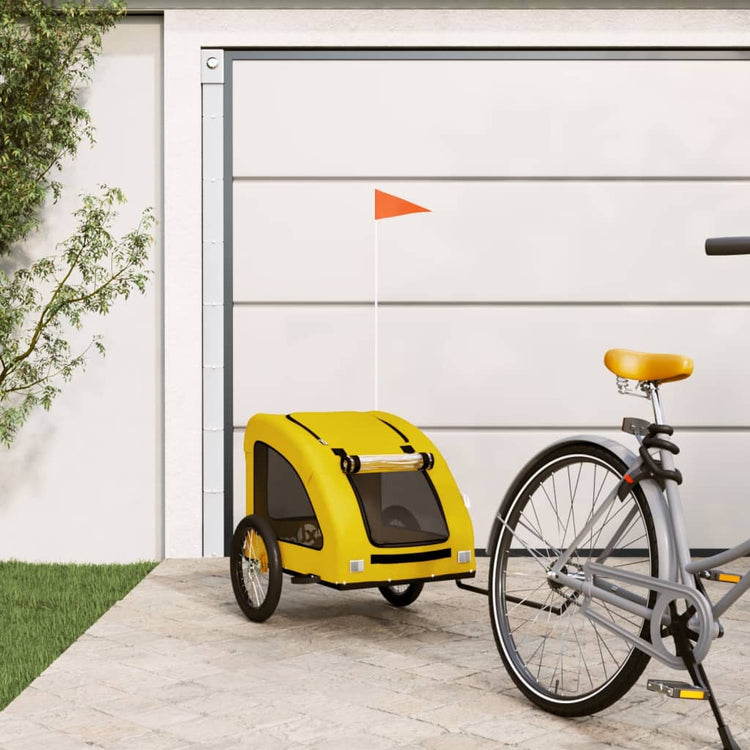 Vidaxl Dog Bike Trailer Oxford Fabric et Iron Yellow