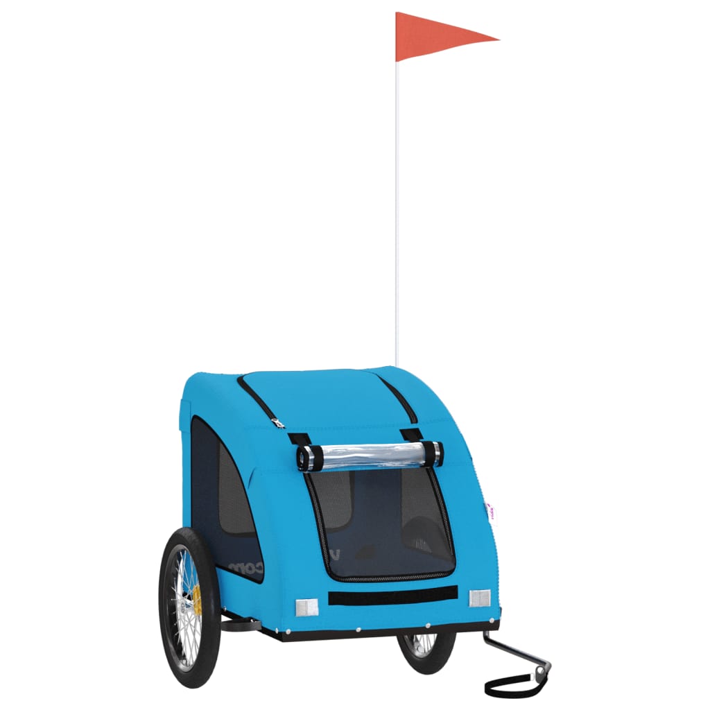 Vidaxl Dog Bike Trailer Oxford Fabric et Fer Bleu