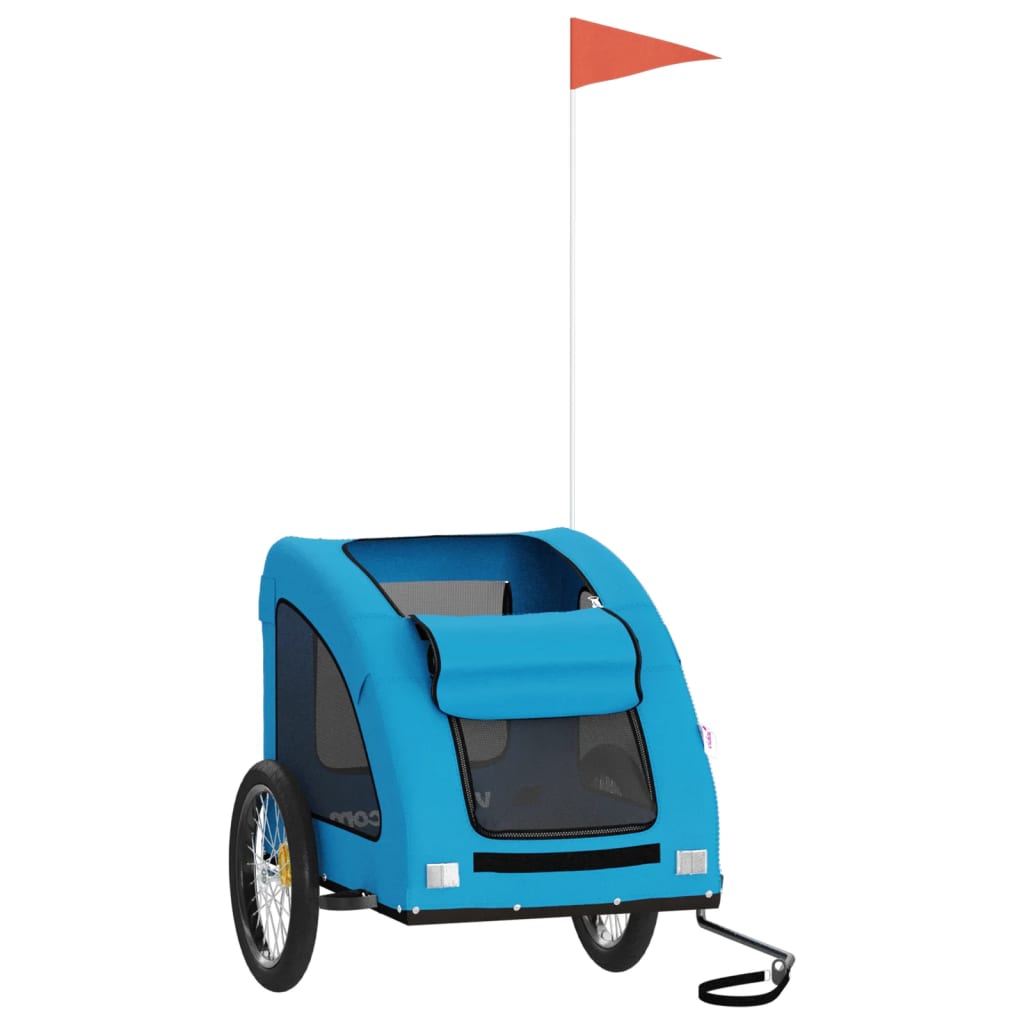 Vidaxl Dog Bike Trailer Oxford Fabric et Fer Bleu