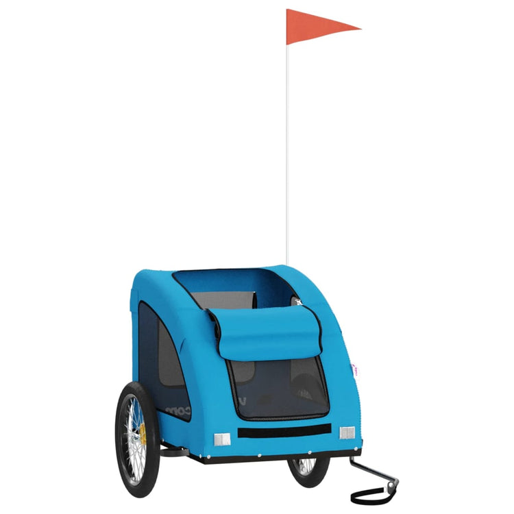 Vidaxl Dog Bike Trailer Oxford Fabric et Fer Bleu