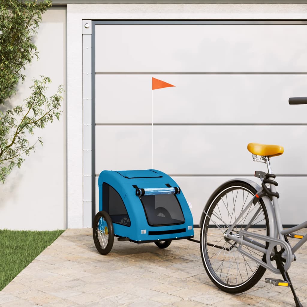 Vidaxl Dog Bike Trailer Oxford Fabric et Fer Bleu