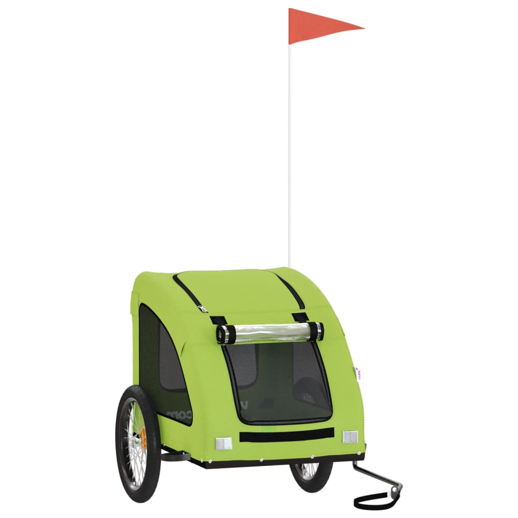 Vidaxl Dog Bike Trailer Oxford Fabric et Green de fer