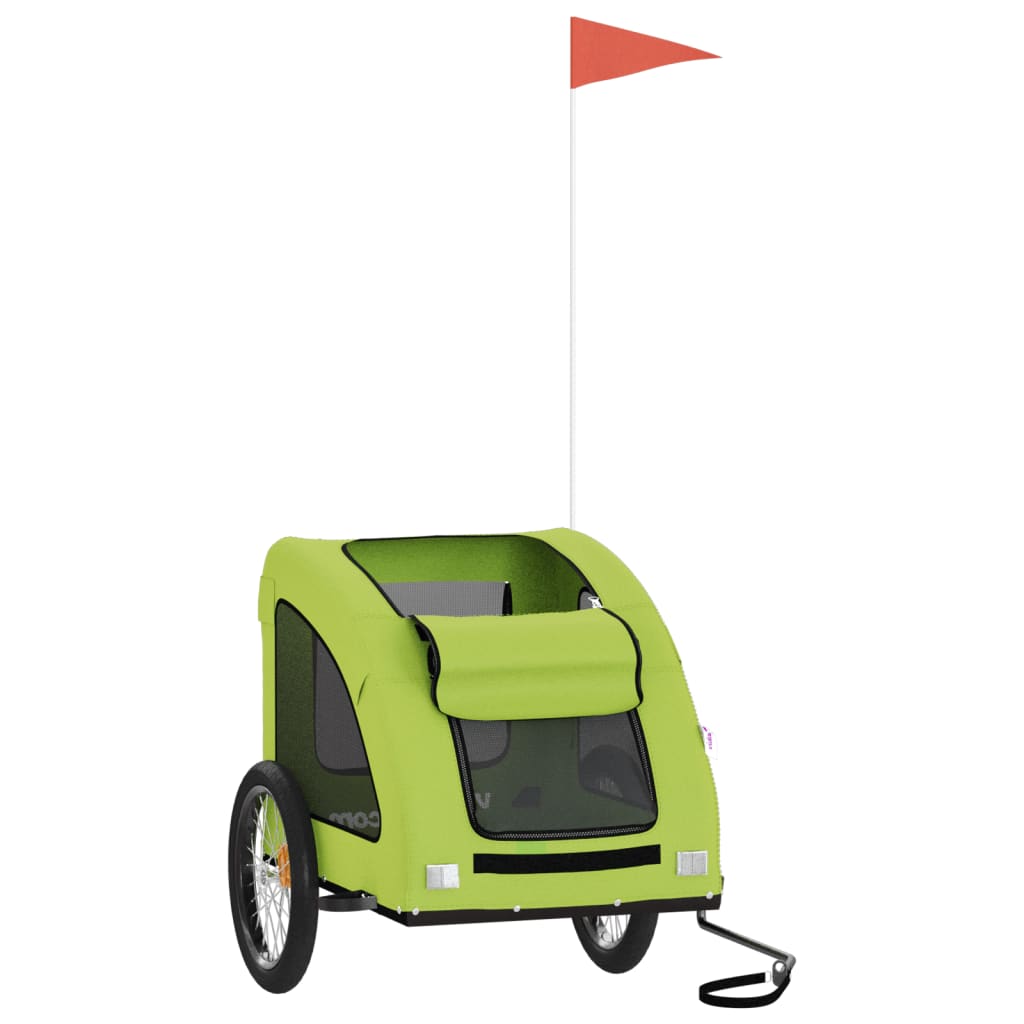 Vidaxl Dog Bike Trailer Oxford Fabric et Green de fer