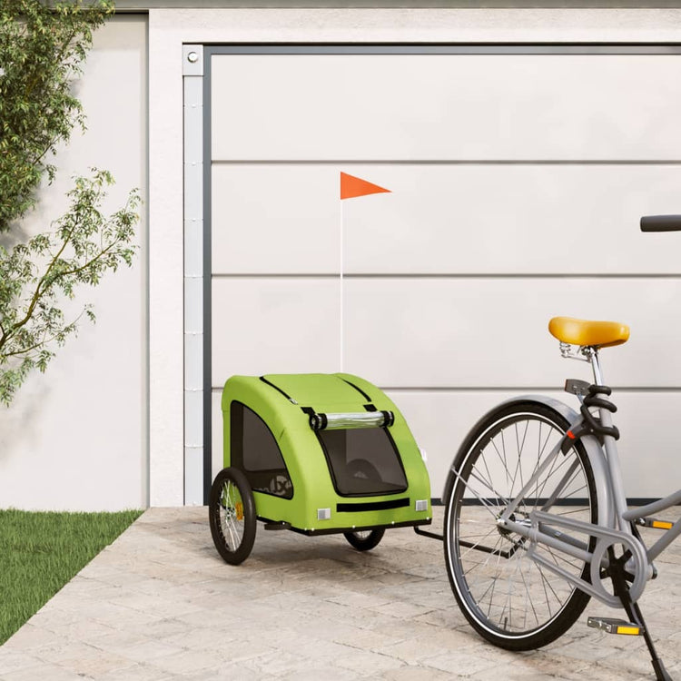 Vidaxl Dog Bike Trailer Oxford Fabric et Green de fer