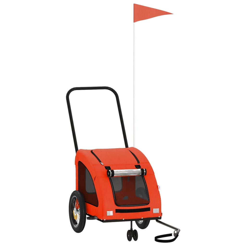 Vidaxl Dog Bike Trailer Oxford Fabric et Iron Orange and Gray