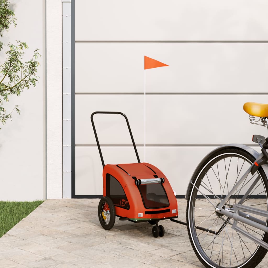 Vidaxl Dog Bike Trailer Oxford Fabric et Iron Orange and Gray