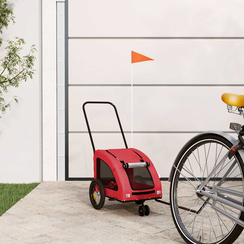 Vidaxl Dog Bike Trailer Oxford Fabric et Rouge en fer