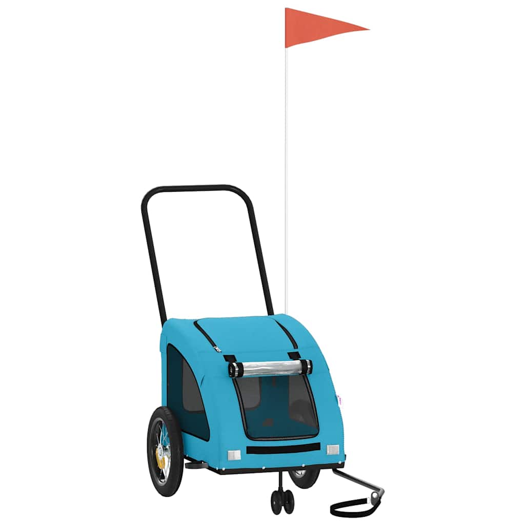 Vidaxl Dog Bike Trailer Oxford Fabric et Fer Bleu