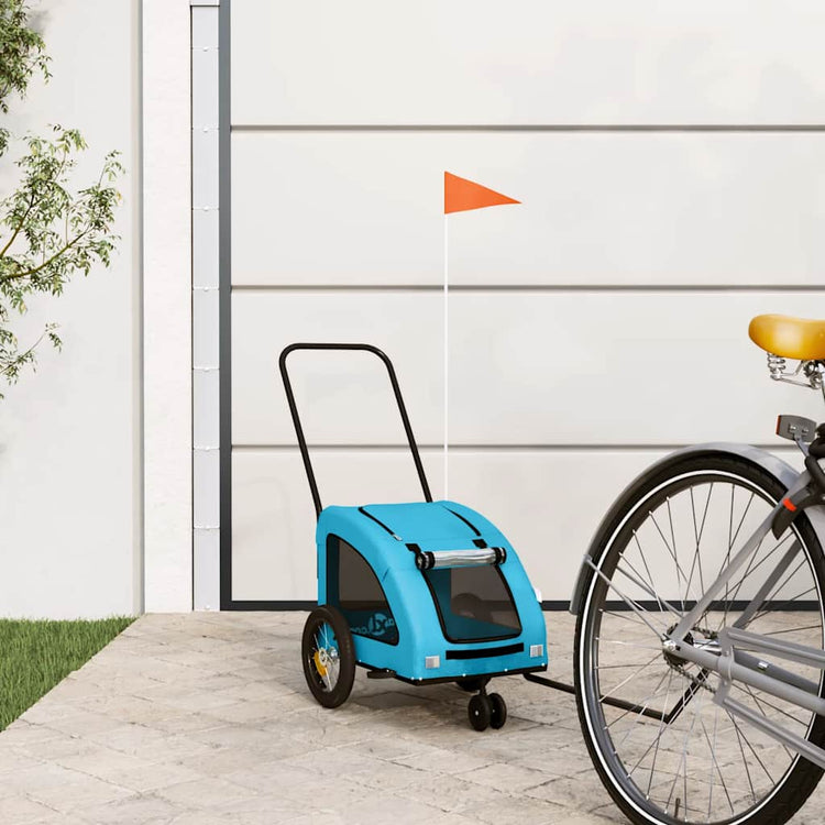Vidaxl Dog Bike Trailer Oxford Fabric et Fer Bleu