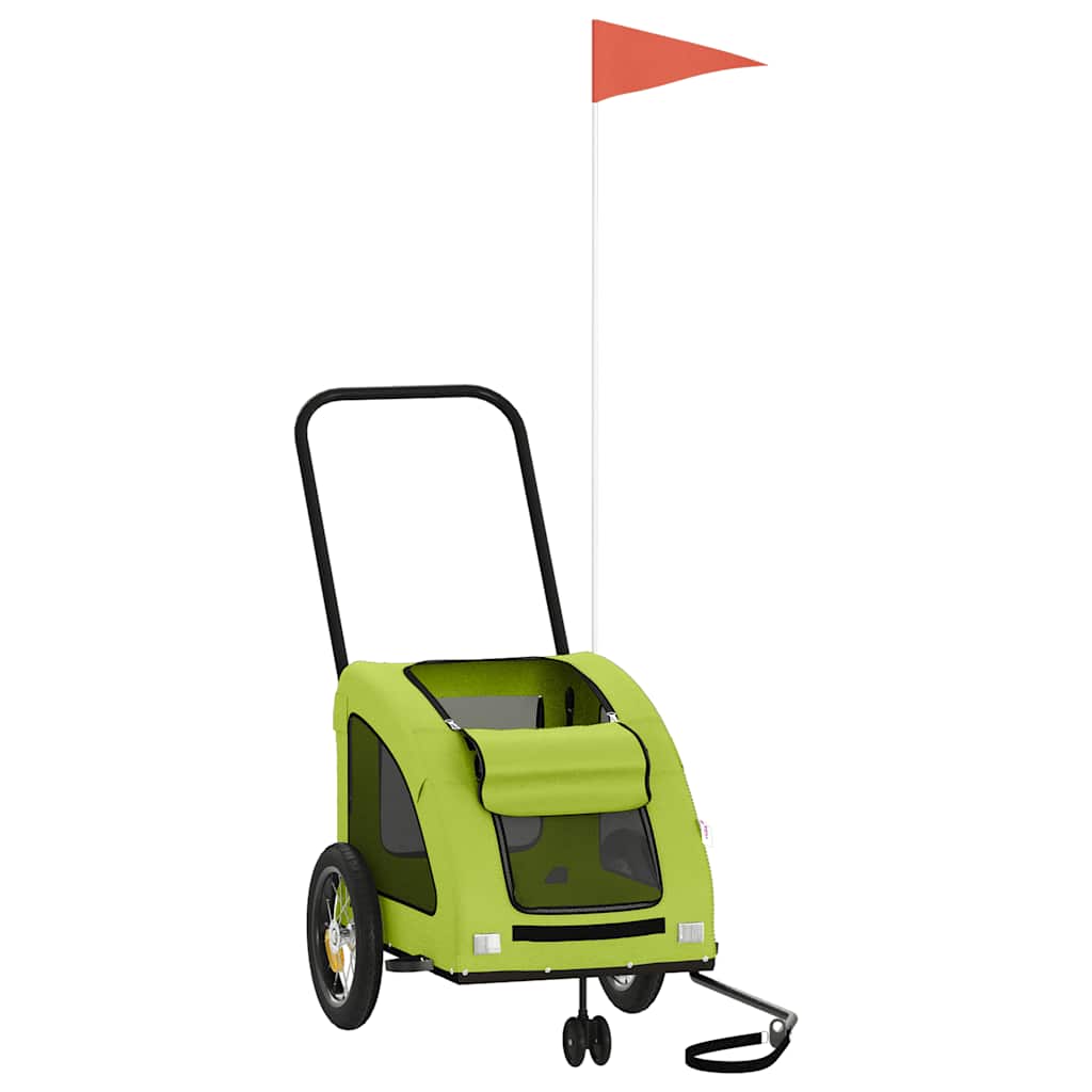 Vidaxl Dog Bike Trailer Oxford Fabric et Green de fer