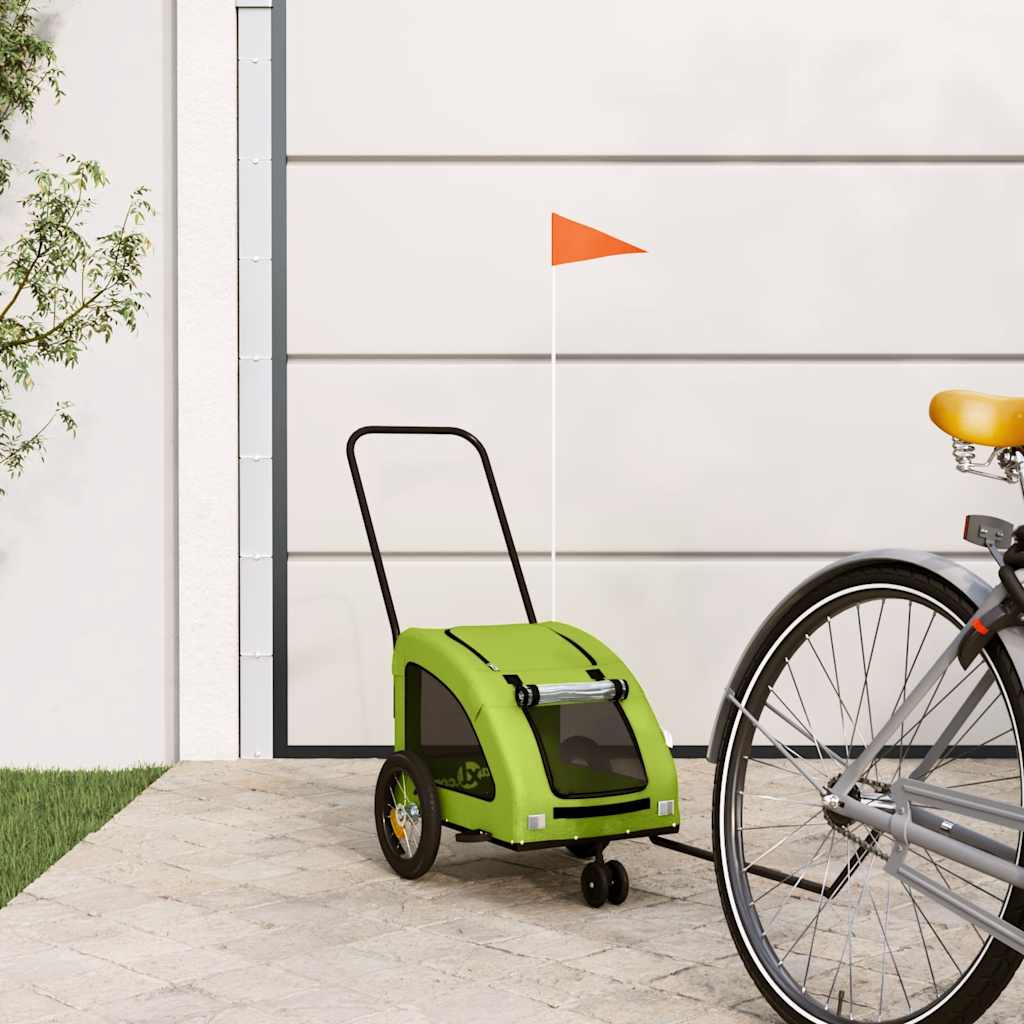 Vidaxl Dog Bike Trailer Oxford Fabric et Green de fer