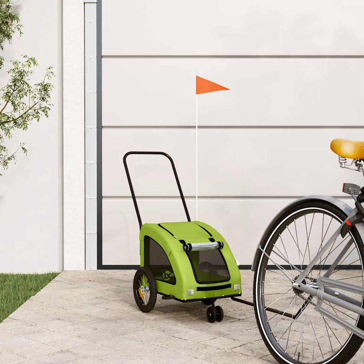 Vidaxl Dog Bike Trailer Oxford Fabric et Green de fer