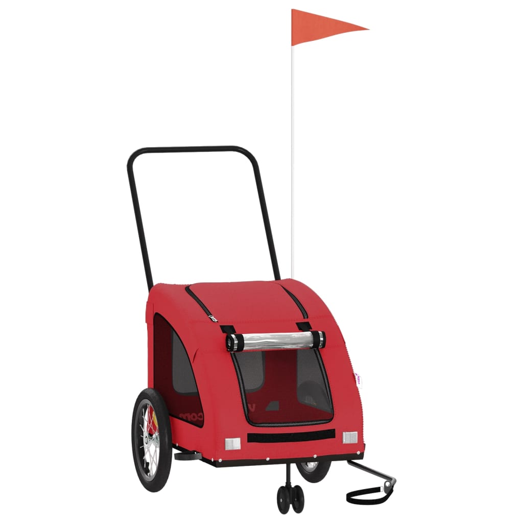 VidaXL remorque vélo pour chien tissu oxford et fer rouge