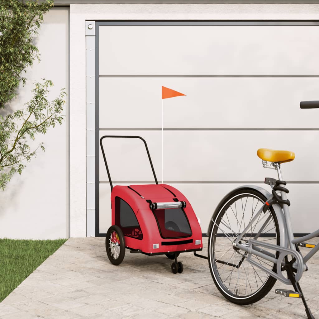 VidaXL remorque vélo pour chien tissu oxford et fer rouge