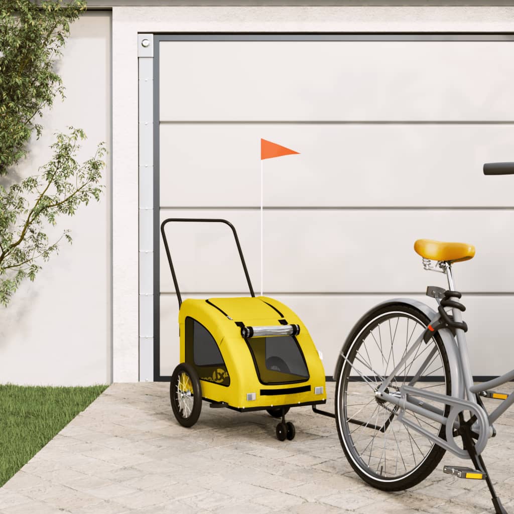 VidaXL remorque vélo pour chien tissu oxford et jaune fer