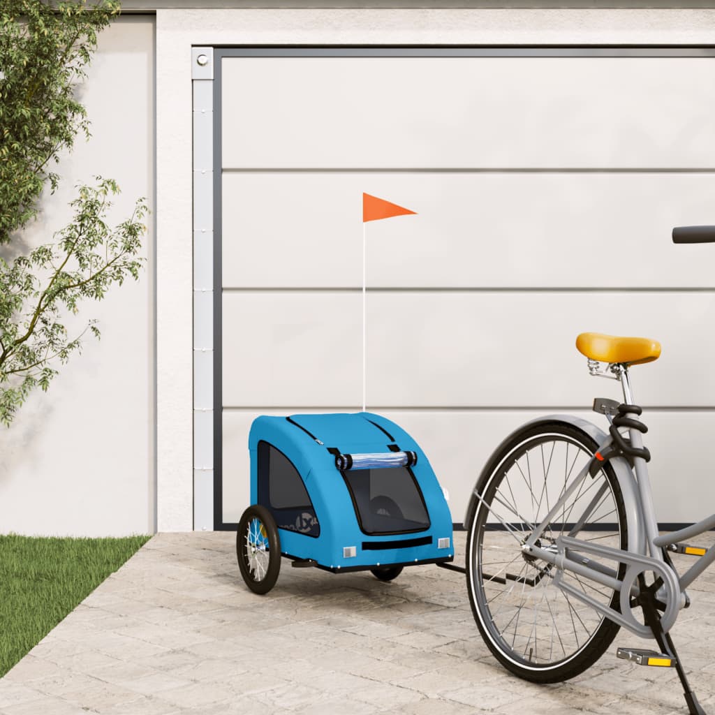 VidaXL remorque vélo pour chien tissu oxford et bleu fer
