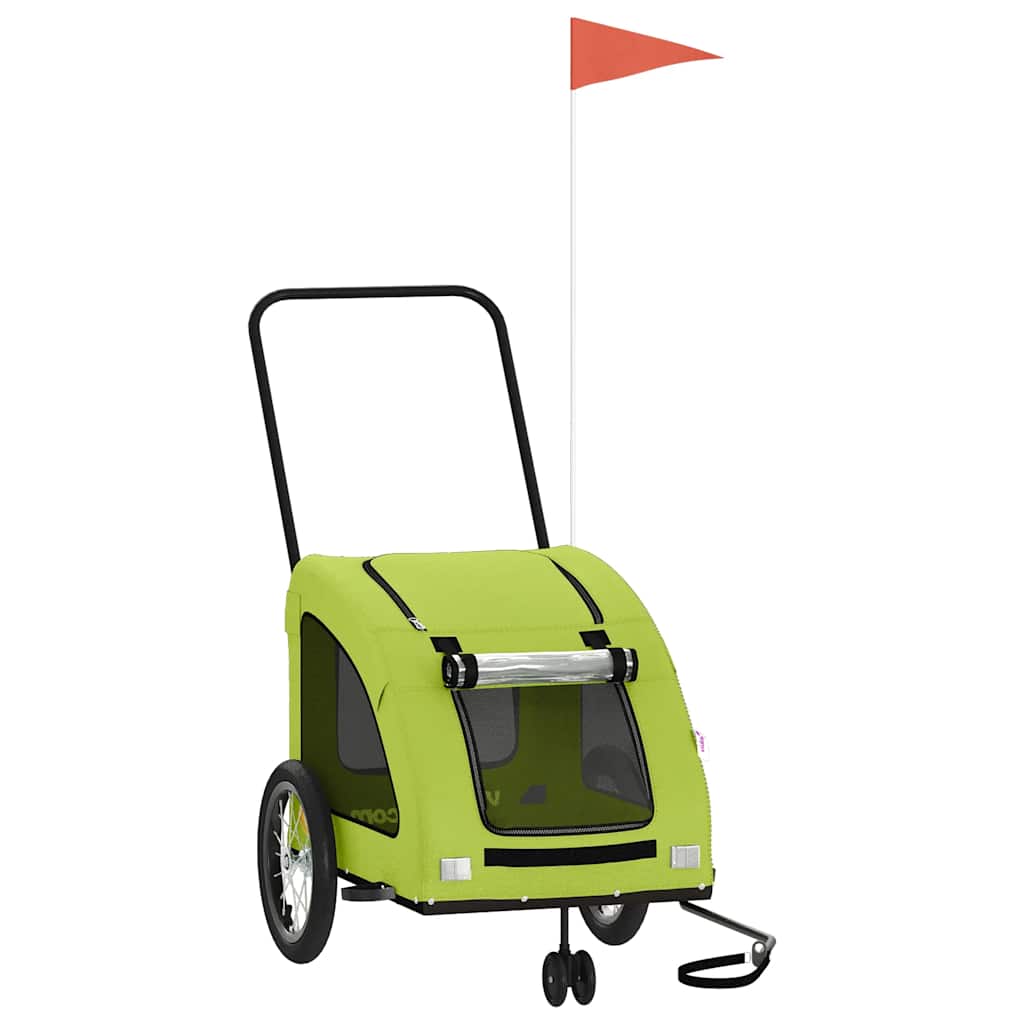 Vidaxl Dog Bike Trailer Oxford Fabric et Green de fer