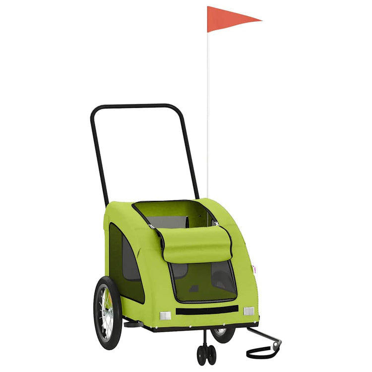Vidaxl Dog Bike Trailer Oxford Fabric et Green de fer