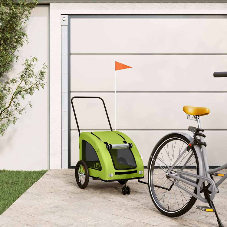 Vidaxl Dog Bike Trailer Oxford Fabric et Green de fer