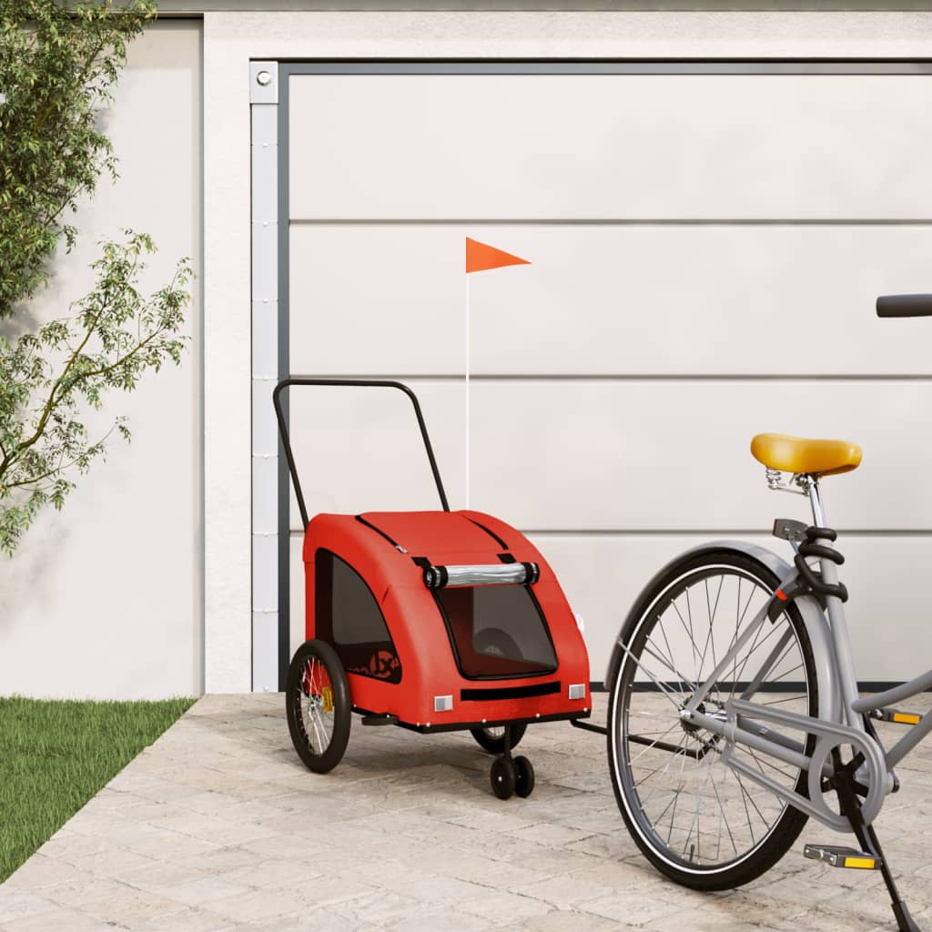 Vidaxl Dog Bike Trailer Oxford Fabric et Iron Orange and Gray