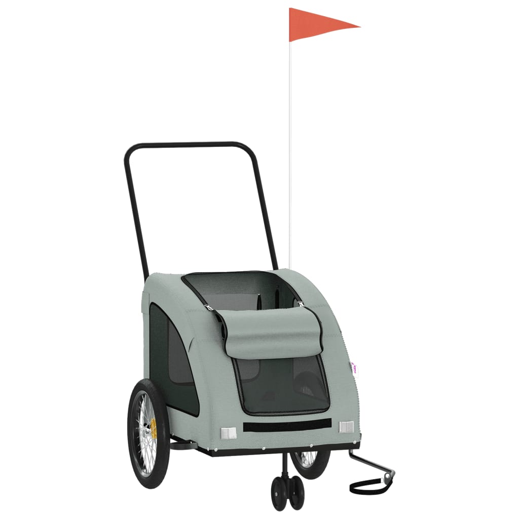 Vidaxl Dog Bike Trailer Oxford Fabric et Grey Iron