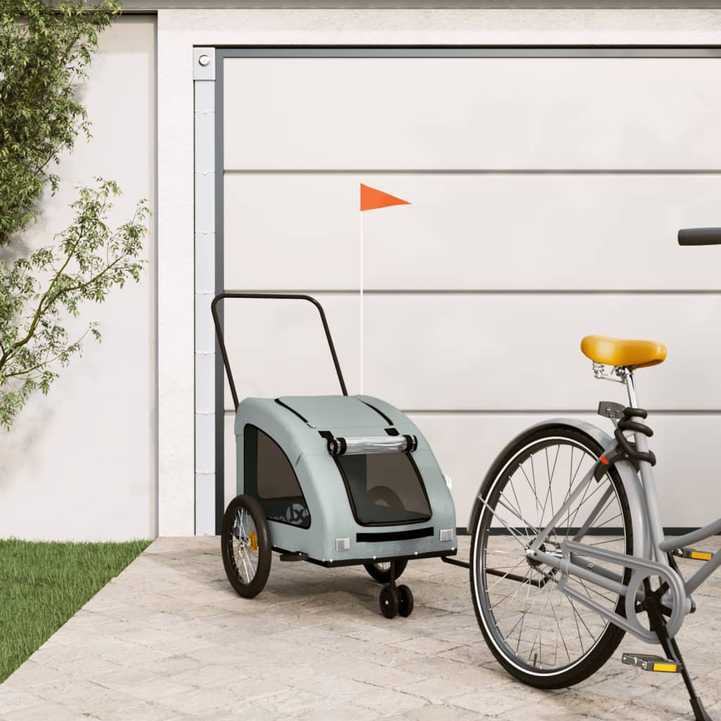Vidaxl Dog Bike Trailer Oxford Fabric et Grey Iron