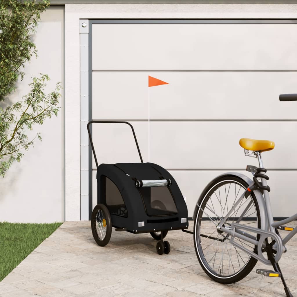 Vidaxl Dog Bike Trailer Oxford Fabric et Iron Black