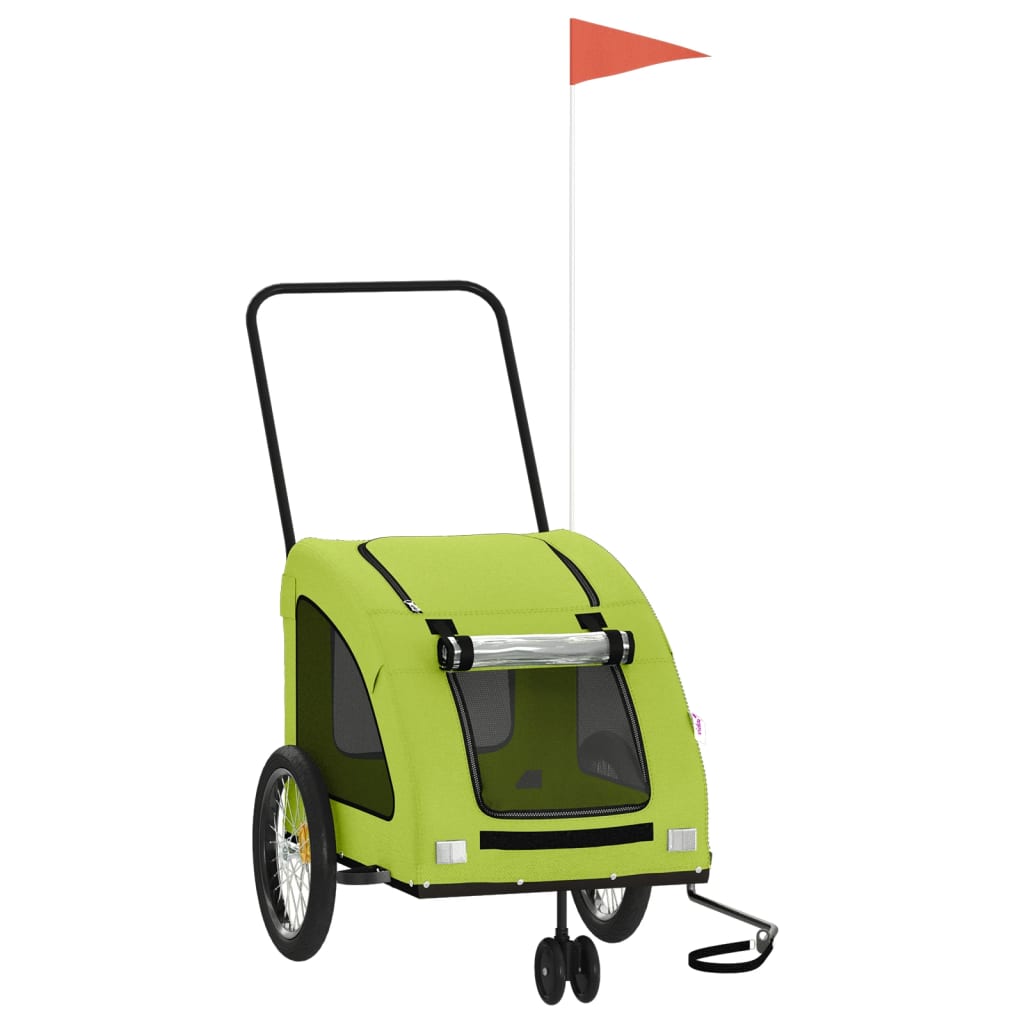 Vidaxl Dog Bike Trailer Oxford Fabric et Green de fer