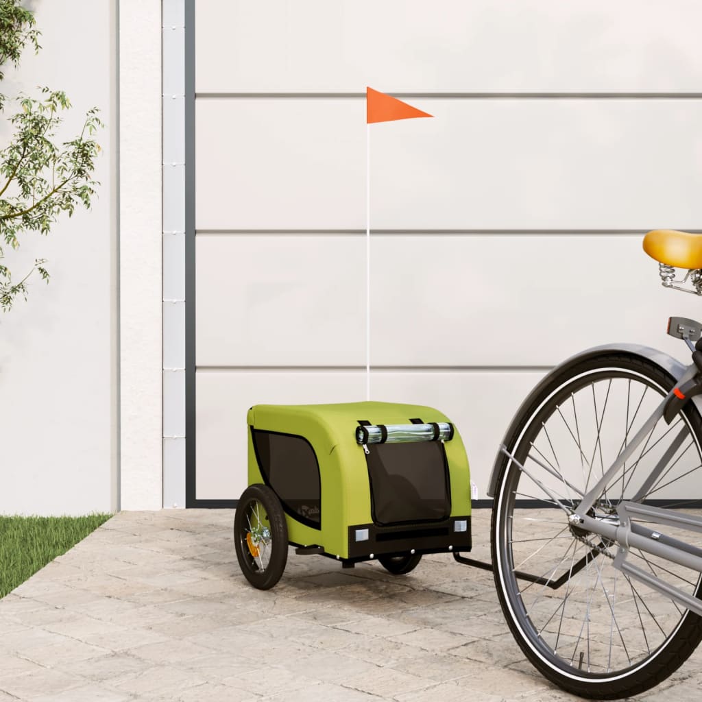 Vidaxl Dog Bike Trailer Oxford Fabric et Green et noir