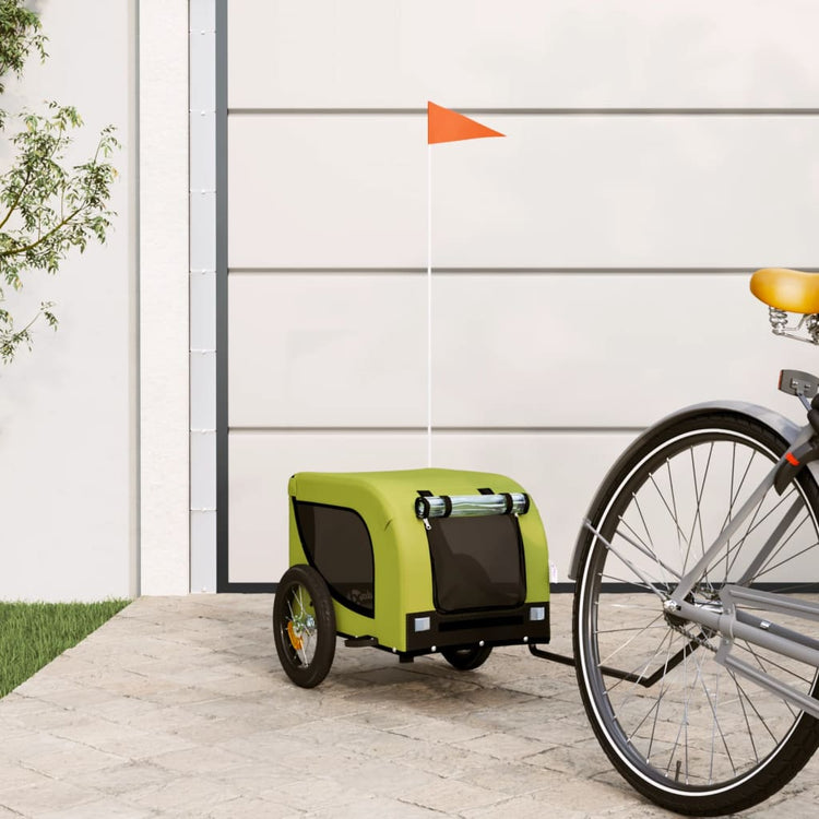 Vidaxl Dog Bike Trailer Oxford Fabric et Green et noir