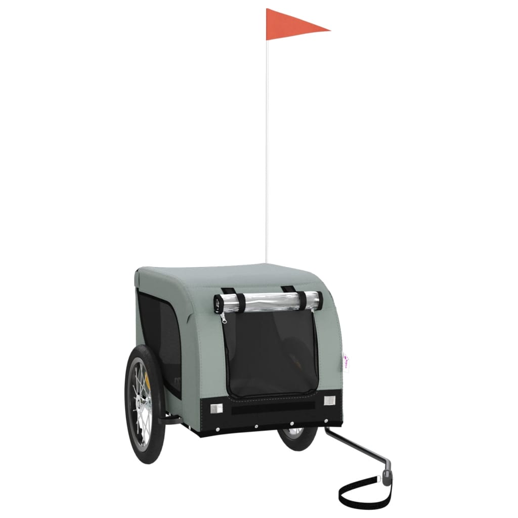 Vidaxl Dog Bike Trailer Oxford Fabric et Fer Grey and Black