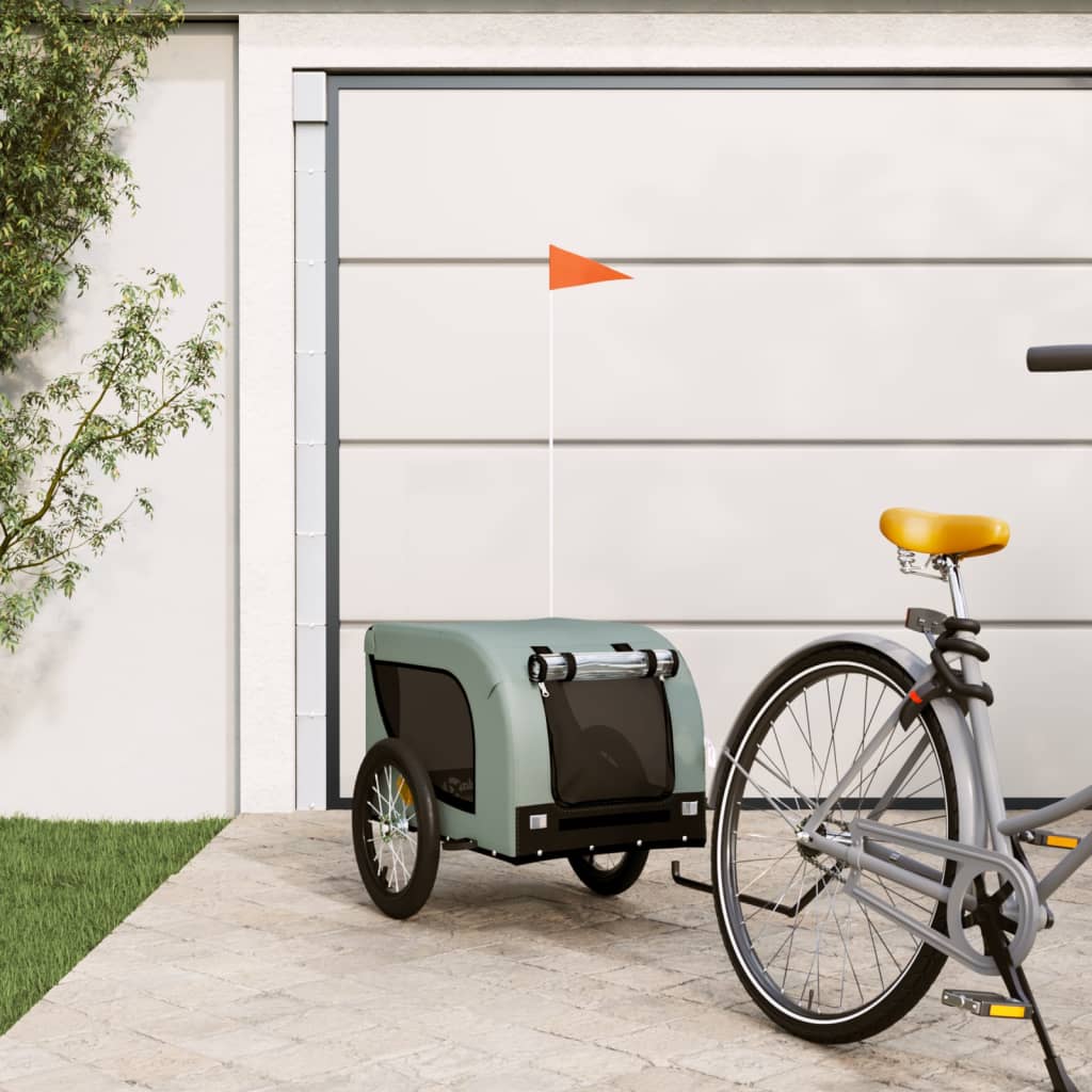 Vidaxl Dog Bike Trailer Oxford Fabric et Fer Grey and Black