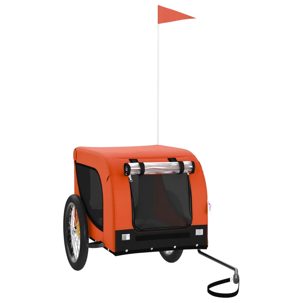 Vidaxl Dog Bike Trailer Oxford Fabric et Iron Orange and Black