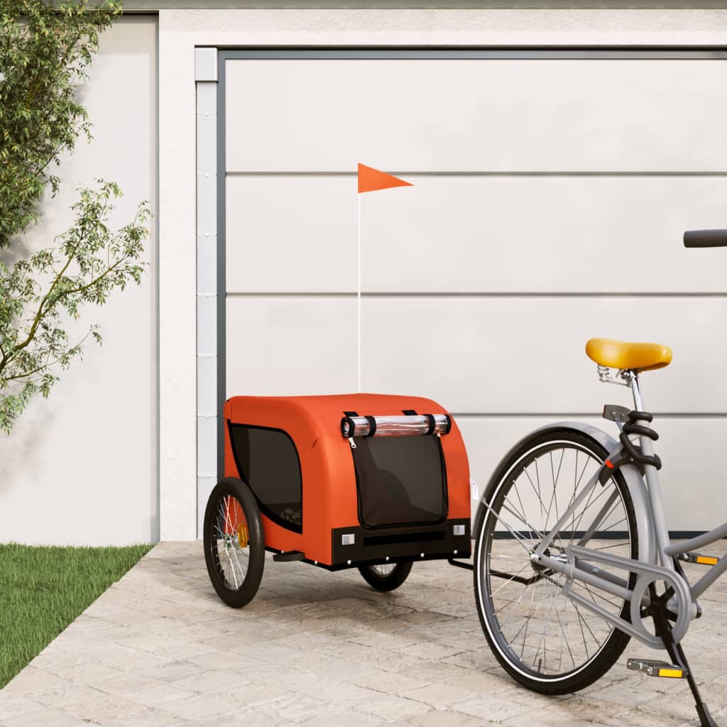 Vidaxl Dog Bike Trailer Oxford Fabric et Iron Orange and Black
