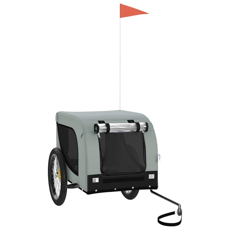 Vidaxl Dog Bike Trailer Oxford Fabric et Fer Grey and Black