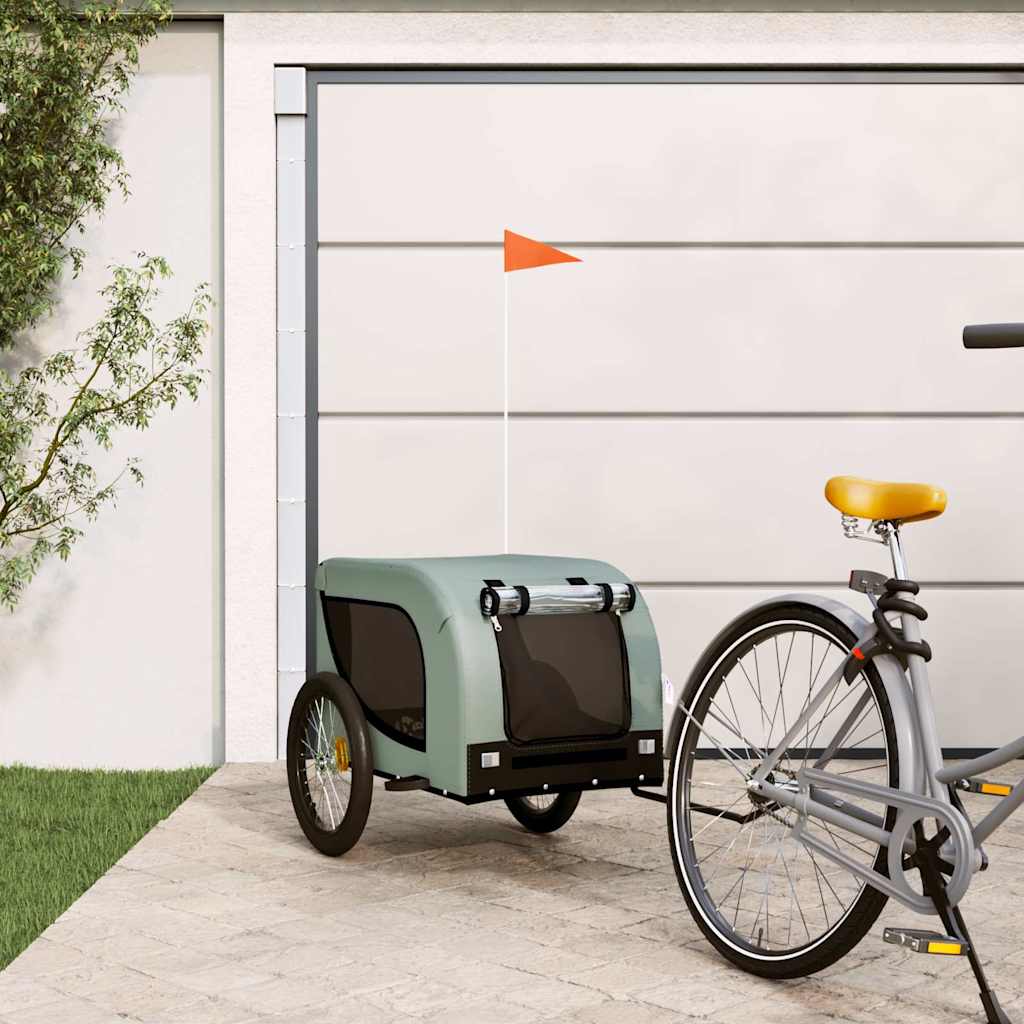 Vidaxl Dog Bike Trailer Oxford Fabric et Fer Grey and Black