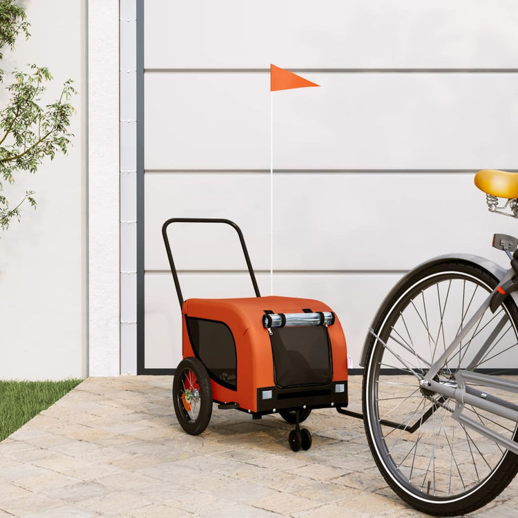 Vidaxl Dog Bike Trailer Oxford Fabric et Iron Orange and Black