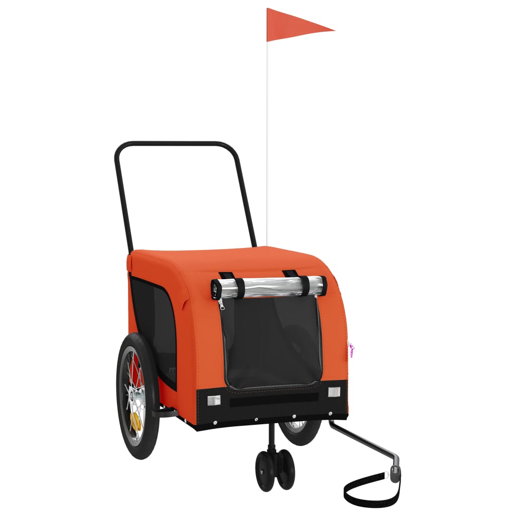 Vidaxl Dog Bike Trailer Oxford Fabric et Iron Orange and Black
