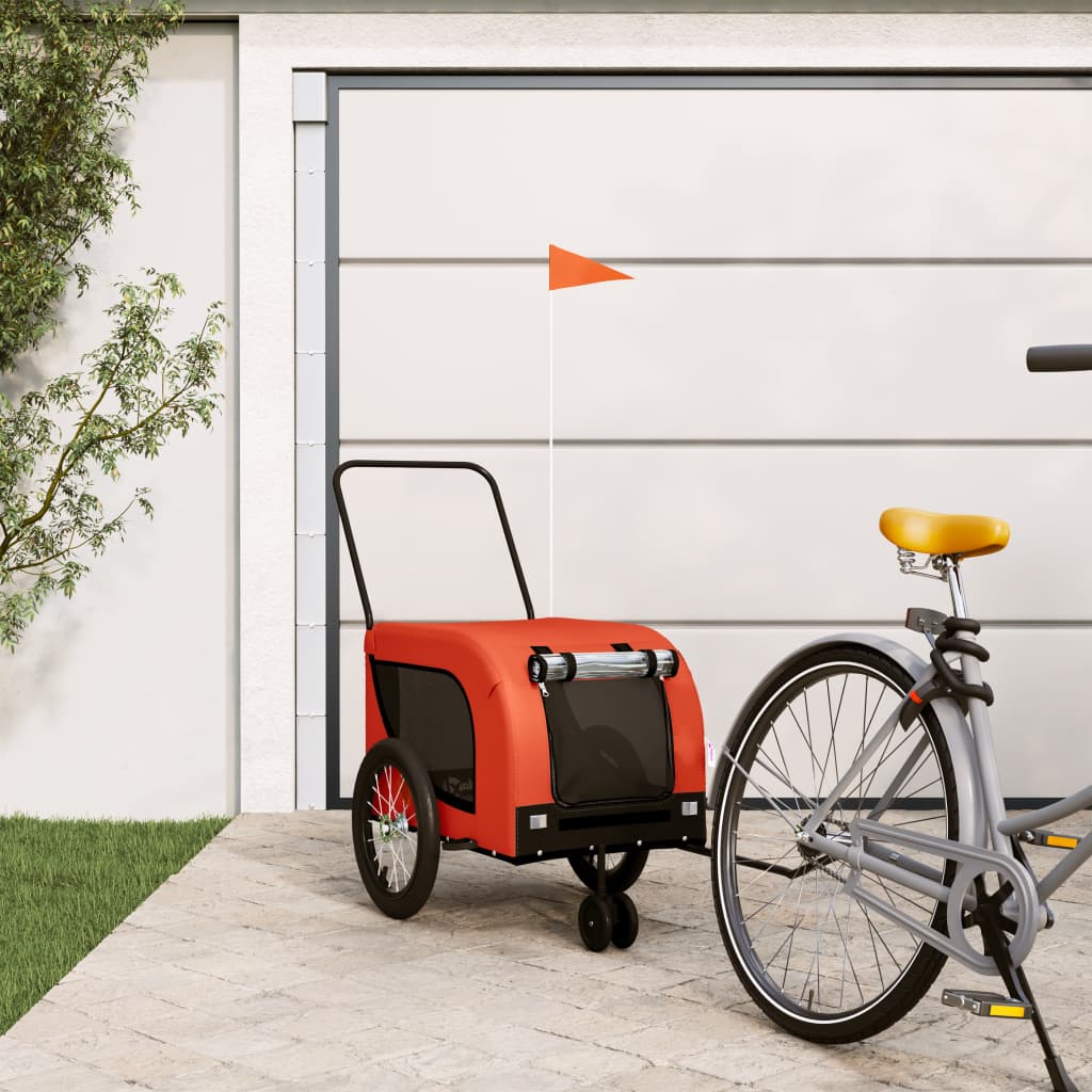 Vidaxl Dog Bike Trailer Oxford Fabric et Iron Orange and Black