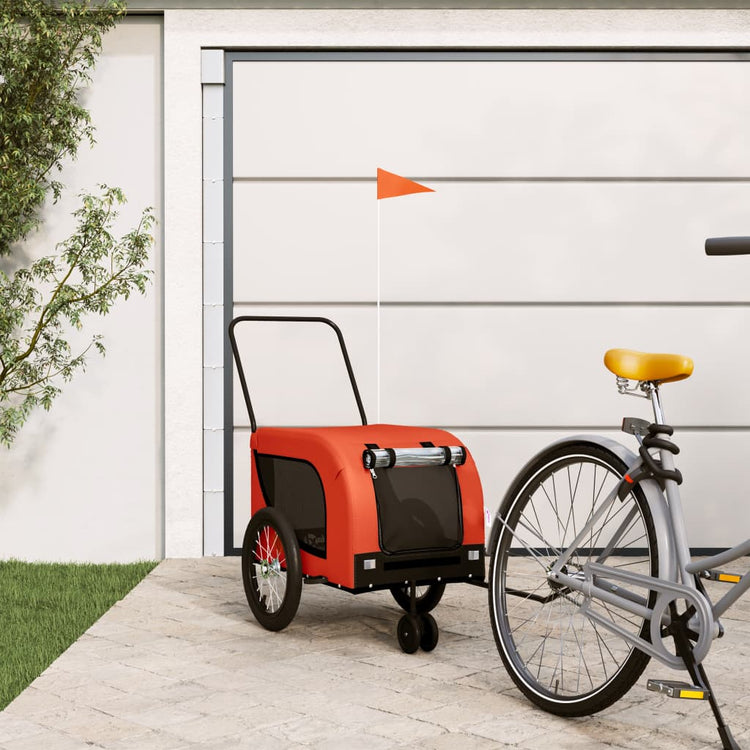 Vidaxl Dog Bike Trailer Oxford Fabric et Iron Orange and Black